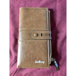 617-ladies Baellerry Brown Zip Up  Long Wallet/Billfold New Without Tags